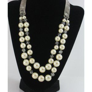 Monet Faux Pearl and Ribbon Necklace